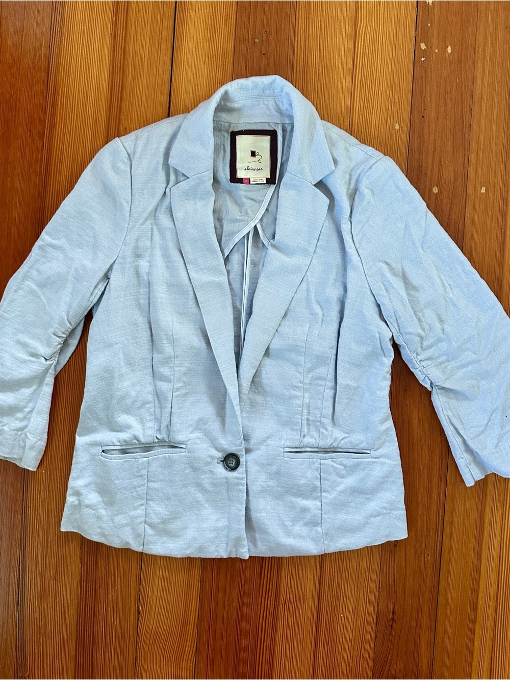 Anthropologie elevenses Light Blue Gray Single-Button Women's Blazer size S
